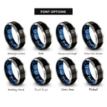 font options for inside engraving on black & blue & silver cancer rings