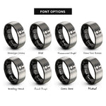 font options for inside engraving on black & gray cancer rings