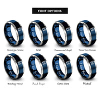 font options for inside engraving on blue & silver cancer rings