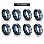 font options for inside engraving on blue & silver cancer rings