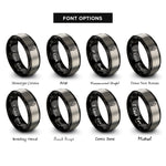 font options for inside engraving on black & silver candle flame rings