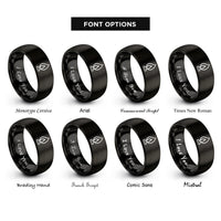 font options for inside engraving on black candle flame rings