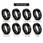 font options for inside engraving on black candle flame rings