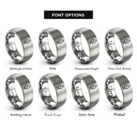 font options for inside engraving on grey candle flame rings
