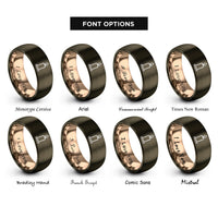 font options for inside engraving on gunmetal & rose gold candle rings