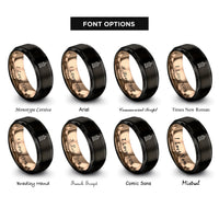 font options for inside engraving on black & rose gold candle lantern rings