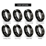 font options for inside engraving on black & silver candle trio rings