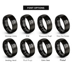 font options for inside engraving on black candle trio rings