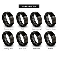 font options for inside engraving on black candle trio rings