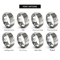 font options for inside engraving on grey candle trio rings