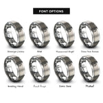 font options for inside engraving on gray candle trio rings