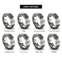 font options for inside engraving on gray candle trio rings