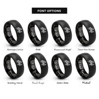 font options for inside engraving on black candlestick chart rings