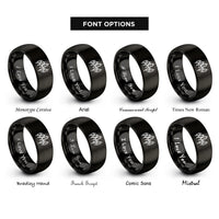 font options for inside engraving on black candlestick chart rings