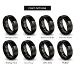 font options for inside engraving on black candlestick chart rings