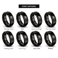 font options for inside engraving on black candlestick chart rings