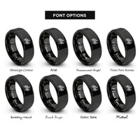 font options for inside engraving on black candlestick chart rings