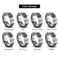 font options for inside engraving on gray candy cane rings