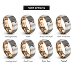 font options for inside engraving on rose gold & gray candy cane rings