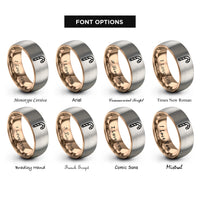 font options for inside engraving on rose gold & gray candy cane rings