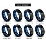 font options for inside engraving on black & blue candy cane stripes rings