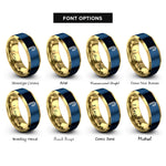 font options for inside engraving on gold & blue candy cane stripes rings
