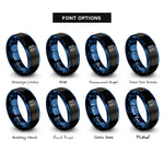 font options for inside engraving on black & blue candy eggs rings