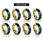 font options for inside engraving on gold & blue candy eggs rings