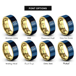 font options for inside engraving on gold & blue candy eggs rings