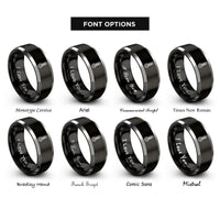 font options for inside engraving on black & gray candy thermometer rings