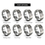 font options for inside engraving on silver canoe carry silhouette rings