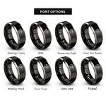 font options for inside engraving on black & gray canoe circle rings
