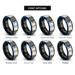 font options for inside engraving on black & blue & grey canoe paddle rings