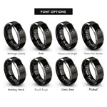 font options for inside engraving on black & silver canoe paddles rings