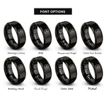 font options for inside engraving on black canoe paddles rings