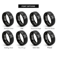 font options for inside engraving on black canoe paddles crossed rings