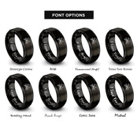 font options for inside engraving on black canoe paddles crossed rings