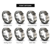 font options for inside engraving on grey canoe paddles crossed rings