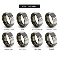 font options for inside engraving on gunmetal & gray canoe paddles rings