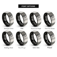 font options for inside engraving on black & grey canoeist canoe paddling rings