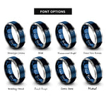 font options for inside engraving on blue & gray canoeist canoe paddling rings
