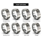 font options for inside engraving on grey canoeist canoe paddling rings