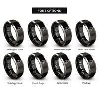 font options for inside engraving on black & grey canteen cup rings