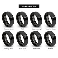 font options for inside engraving on black canteen cup rings