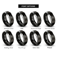 font options for inside engraving on black & grey cantering horse rings