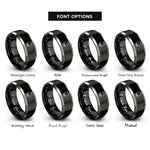 font options for inside engraving on black & gray canvas on easel rings
