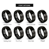 font options for inside engraving on black canvas on easel rings