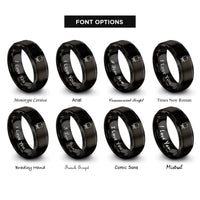font options for inside engraving on black canvas on easel rings