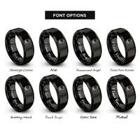 font options for inside engraving on black canvas on easel rings