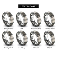 font options for inside engraving on gray canvas on easel rings